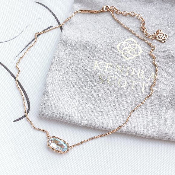 Elisa Rose Gold Pendant Necklace Dichroic Glass - Picture 2 of 3